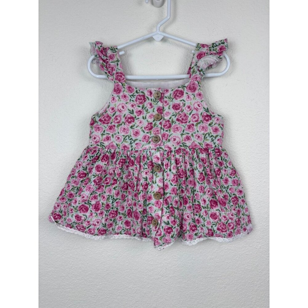 Sweet Honey girls 5Y pink rose patterned sleeveless babydoll tank top
